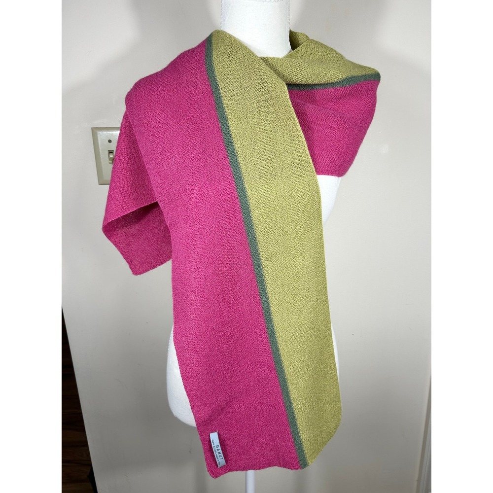 Luxiourious Alpaca Scarf Women's GAMUT‎ Pink Striped Trim Peru Spring Layering